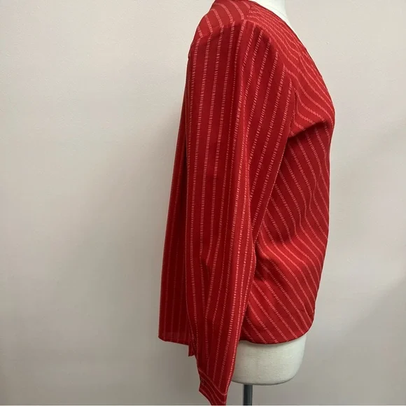 BCBGMAXAZRIA Long Sleeve Wrap Top in Venetian Red - Picture 2 of 8